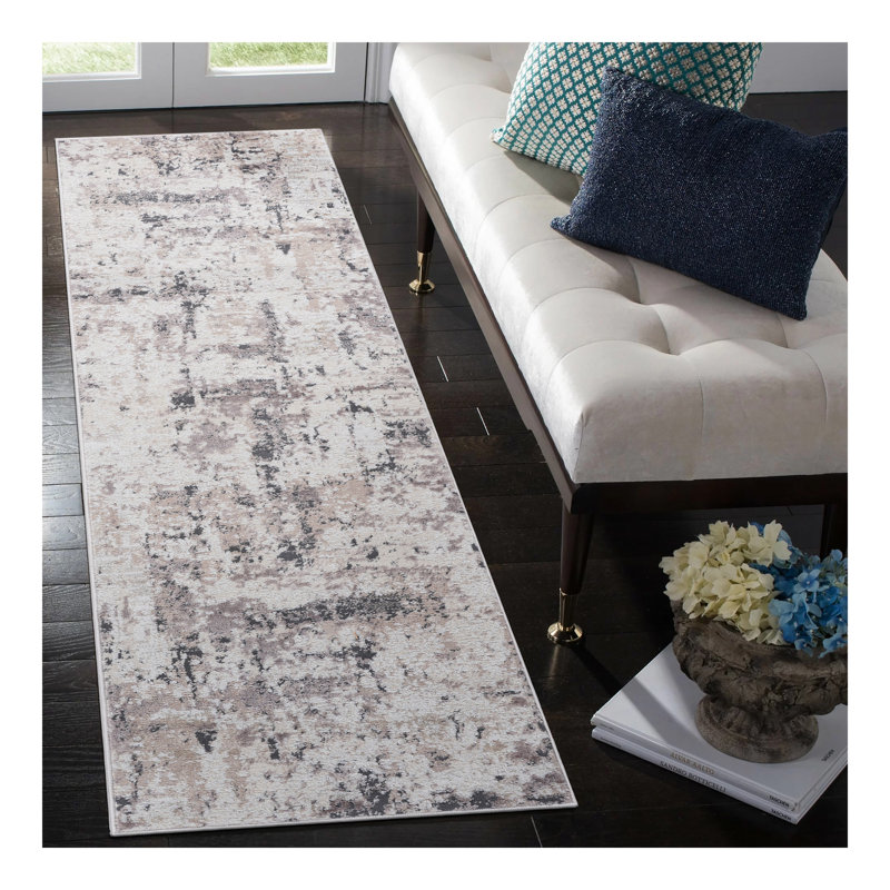 Collection 2X8 Cream/Brown /Abstract Non-Shedding Living Room Bedroom Dining Home Office Stylish and Stain Resistant Area Rug