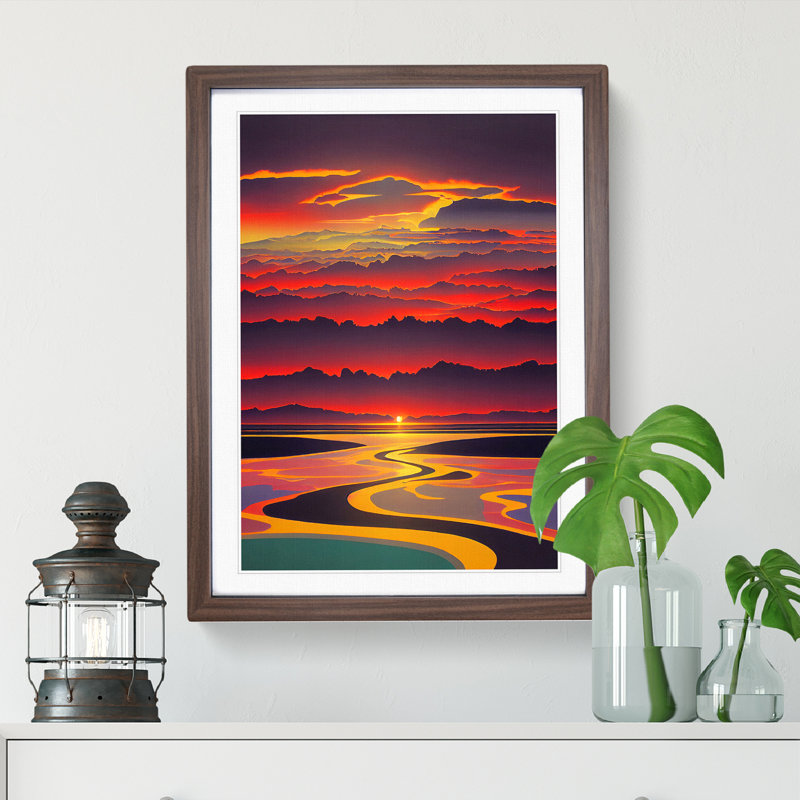 Exquisite Sunset View - Framed Print, 46cm H x 34cm W x 2cm D, Walnut