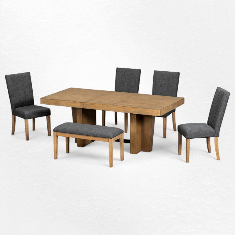 6 - Piece Extendable Dining Set, Gray, Brown