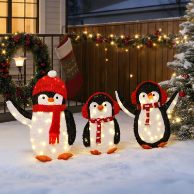 Décoration de Noël familiale 3 pièces avec lumières DEL blanc chaud