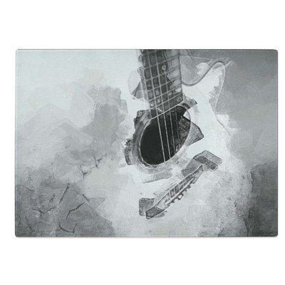 Tempered Glass Cracked Acoustic Guitar Chopping Board