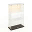 3-Tier Double Door Glass Display Cabinet with LED Puck Light,  123cmH Large Frameless Curio Cabinet with Glass Top, Black / White-998186857