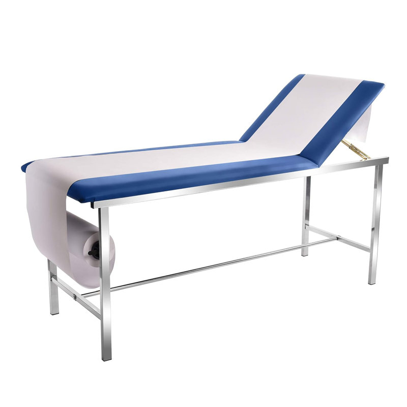 Blue Foam-Padded Adjustable Medical Exam Table with Steel Frame