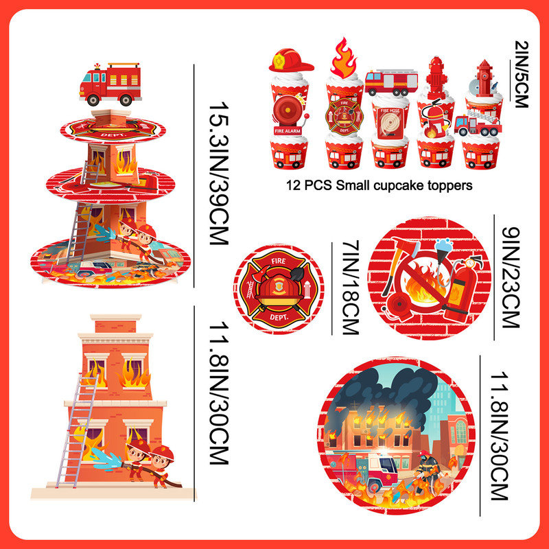 Firefighter Party Decoration Cupcake Stand, Firefighter Birthday Party Decorations