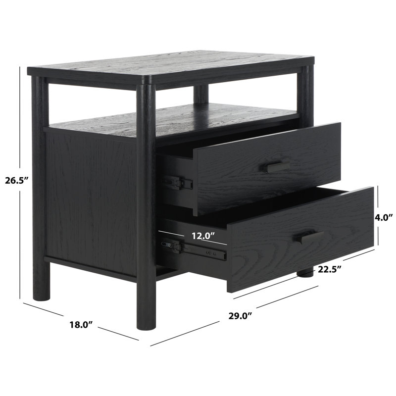 Jaylessa Wood Nightstand, Black