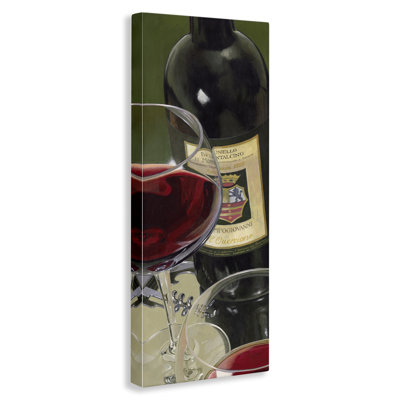 Vintage Red Wine & Glasses Canvas Wall Art, design by Stefano Ferreri
