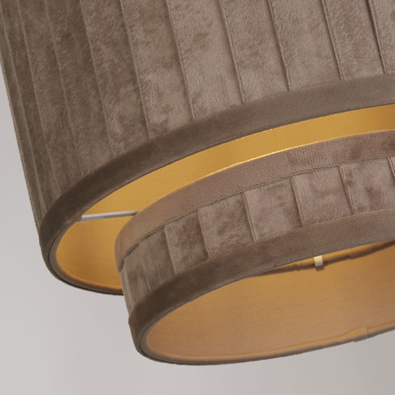 23.5cm H Velvet Outer And Fabric Inner Traditional in Taupe