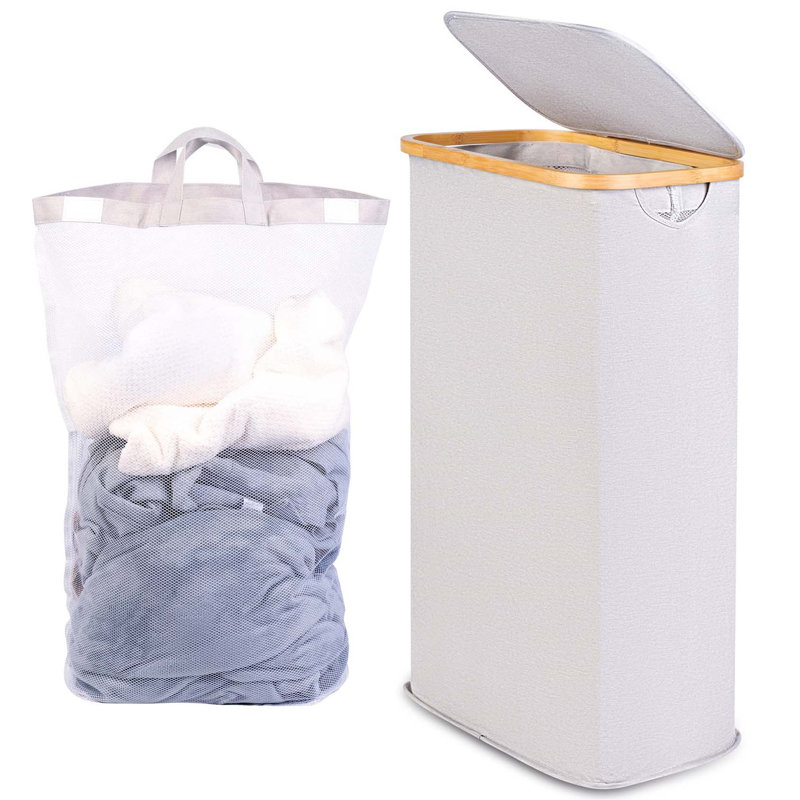Bhargava Laundry Hamper with Handles, Light Grey, 70 x 41 x 22