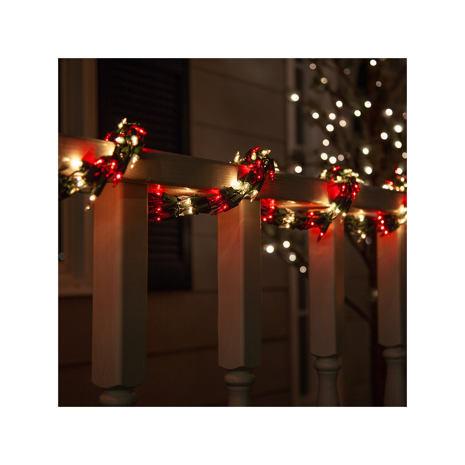 300 Bulb Garland String Lighting, Red and Clear