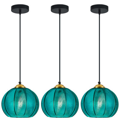 Modern Pendant Lighting Glass Pendant Lights Kitchen Island In Hand Blown Glass Globe Pendant Light Fixtures For Kitchen Island Bedroom Dining Room(3 Pack)