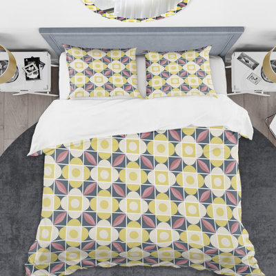 Ensemble de housse de couette de style mid-century style mosaïque rétro