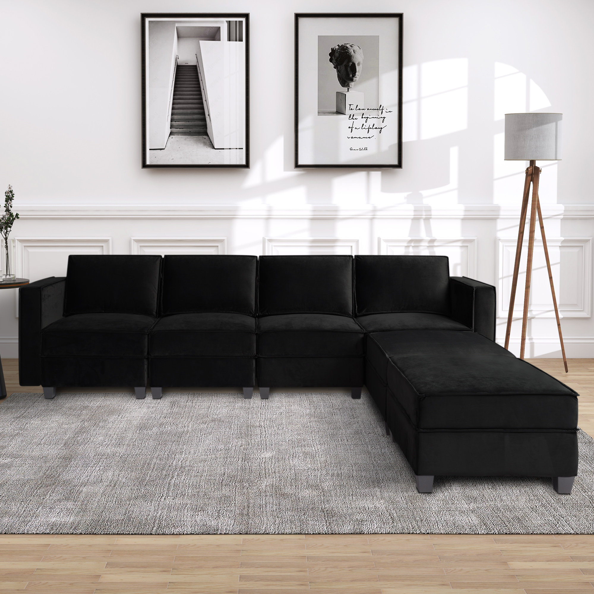 Mercer41 Emmaliese 6 Piece Velvet Reclining Sectional Wayfair