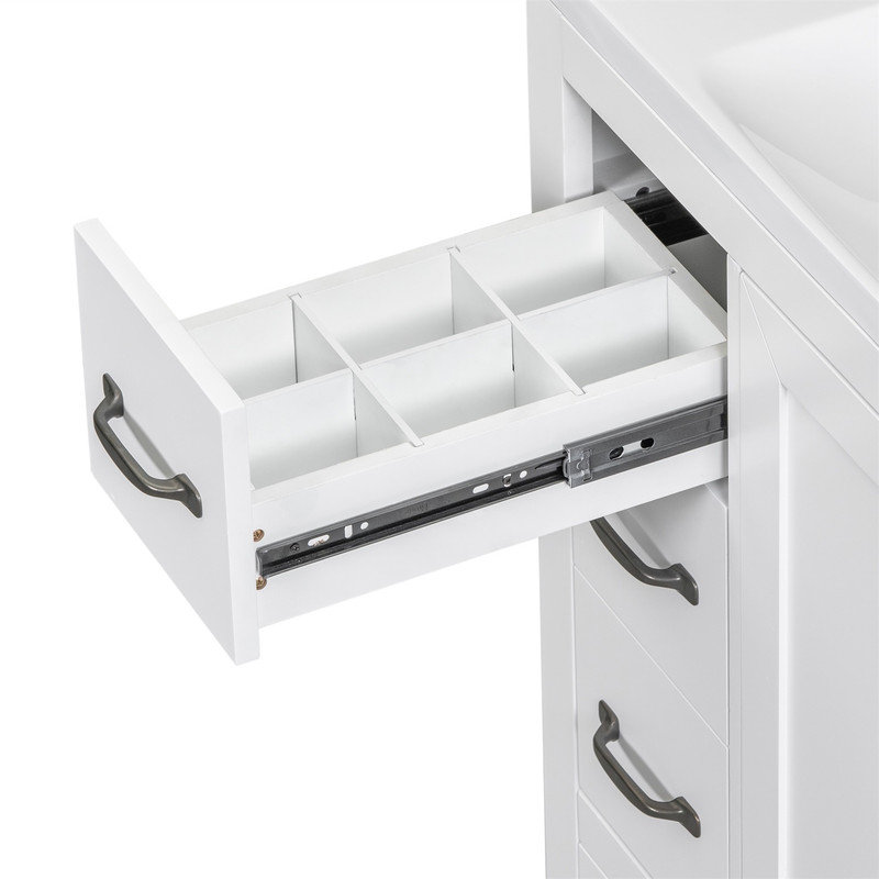 Bathroom Vanity Base Without Sink, Multi-Functional Drawer Divider, Adjustable Shelf and 6 Drawers, White/Black