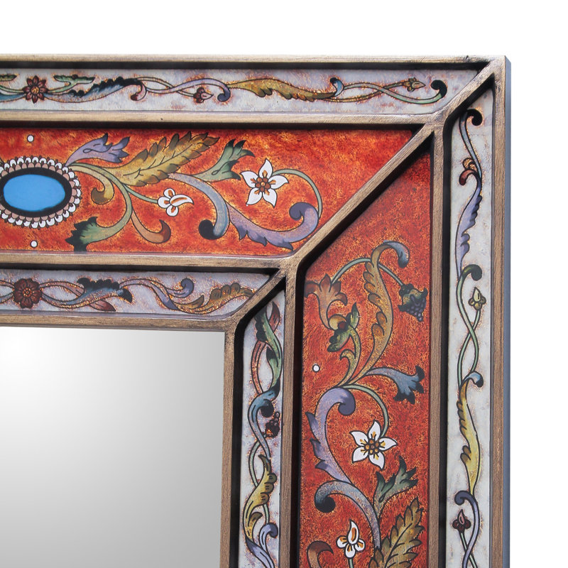 Solid Wood Flat Mirror, Red