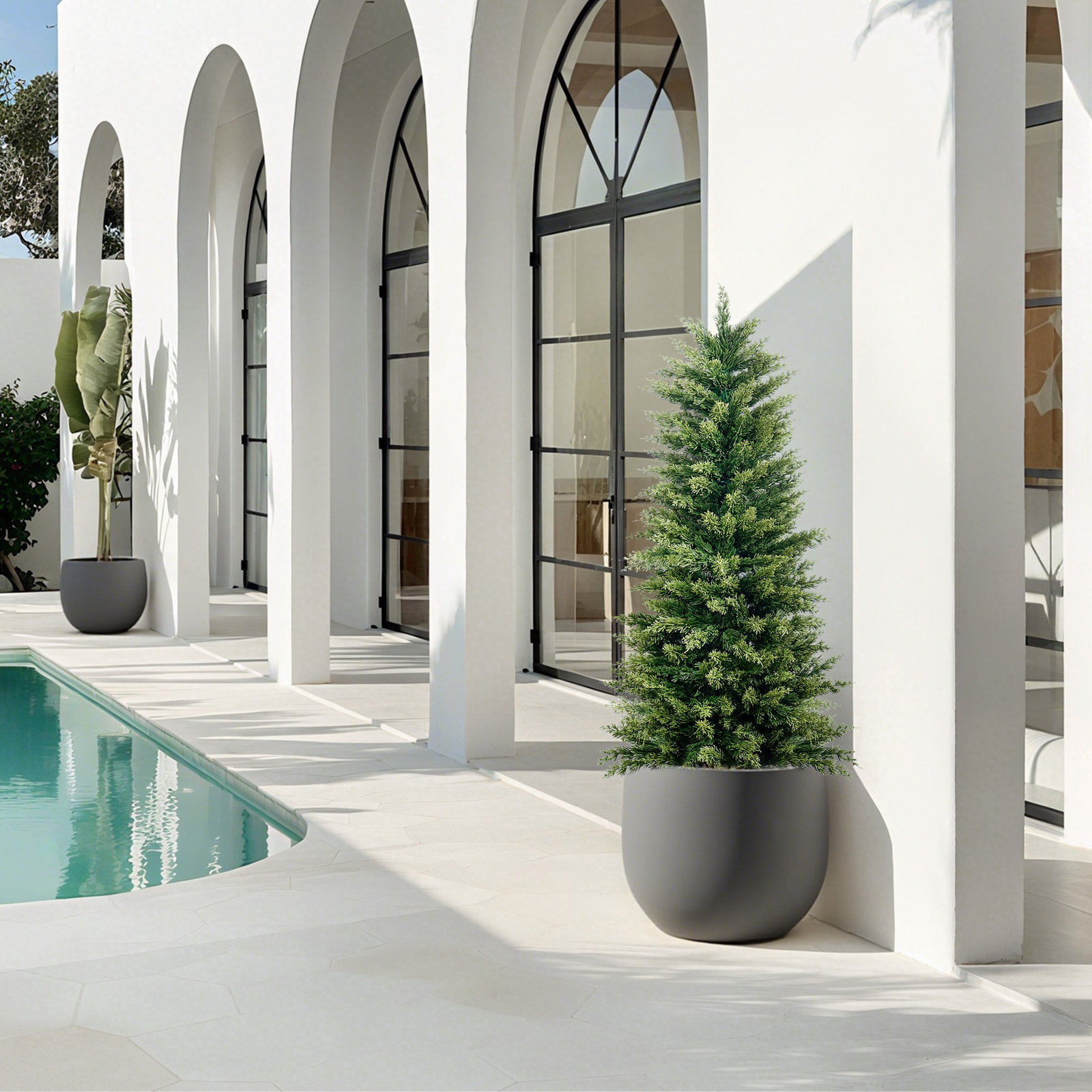 60" Cypress Topiary in Pot, 48.43'' H x 14.57'' W x 14.57'' D
