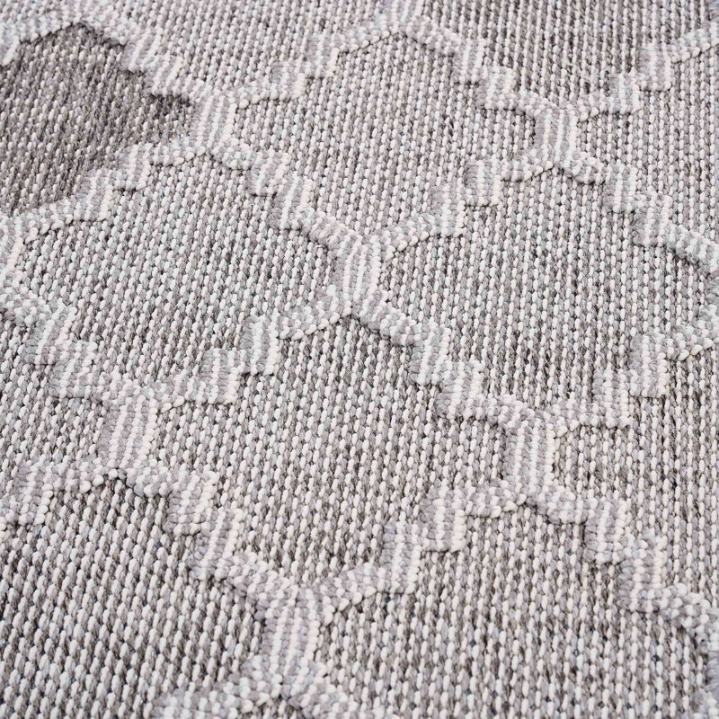 Collection Trellis Indoor/Outdoor Area Rug, Runner 2'2" x 8', White/Gray