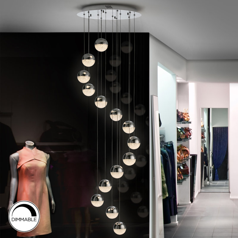 Avocet 14 - Light Chrome LED Cluster Pendant