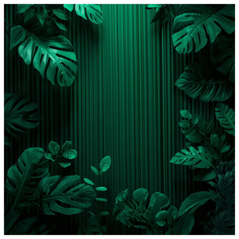 Toile tendue tropicale vert tropical, 16 x 16 pouces