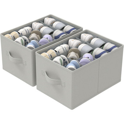 2 Pack Shoe Organizer For Closet, Fits Up To 24 Pairs, Foldable Space-Saving Storage Container Bins With Reinforced Handles, Clothes Basket, 42 X 32 X 26 Cm, XSNX02G-2