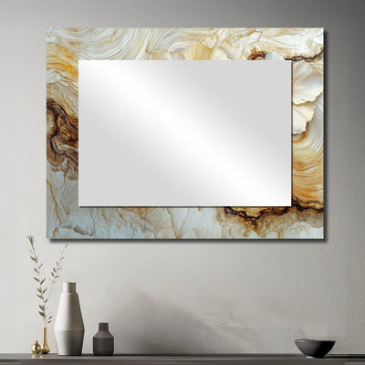 Fleurs d'hibiscus sur fond de marbre crème - miroir mural floral - imprimé sur métal