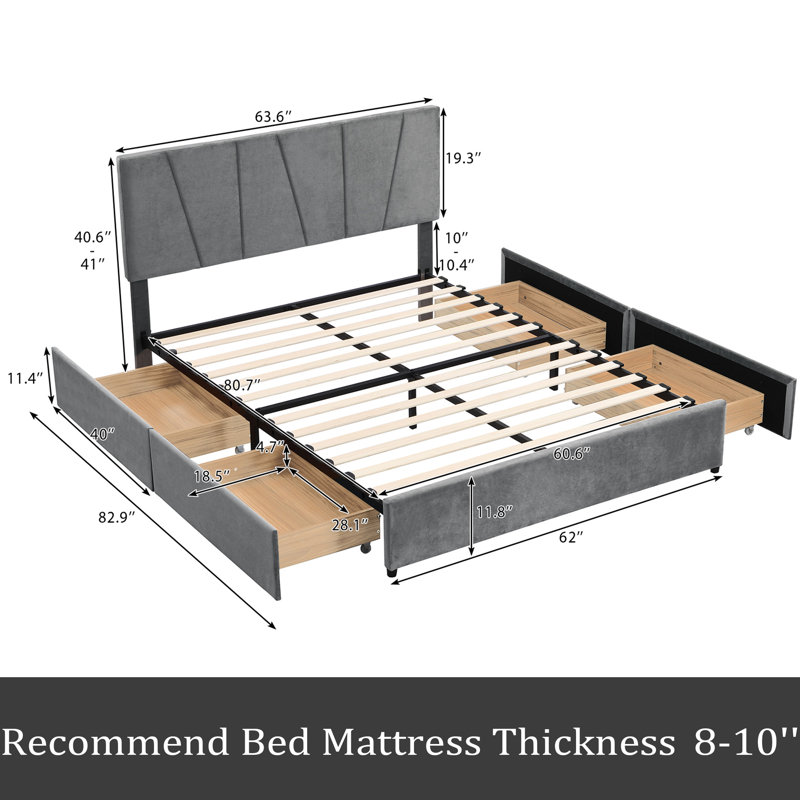 Jamarae Upholstered Platform Storage Bed, Gray