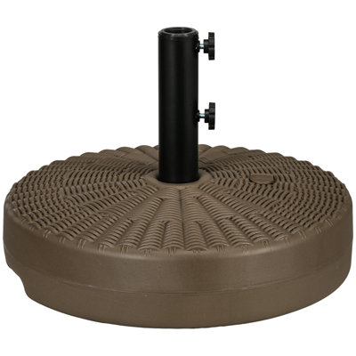 Heavy-Duty Umbrella Base For Outdoor Use - 64 Lbs, Fillable, 1.5" And 2" Pole, Brown Hue Fits Appearance