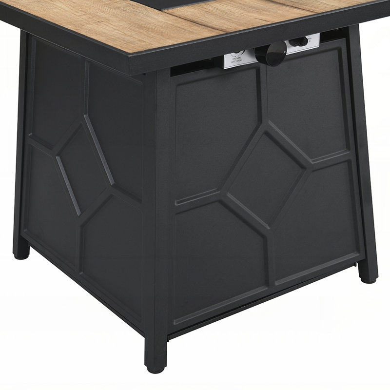 Square 40,000 BTU Auto-Ignition Propane Gas Fire Pit Table with Waterproof Cover for Outdoor Décor and Safety
