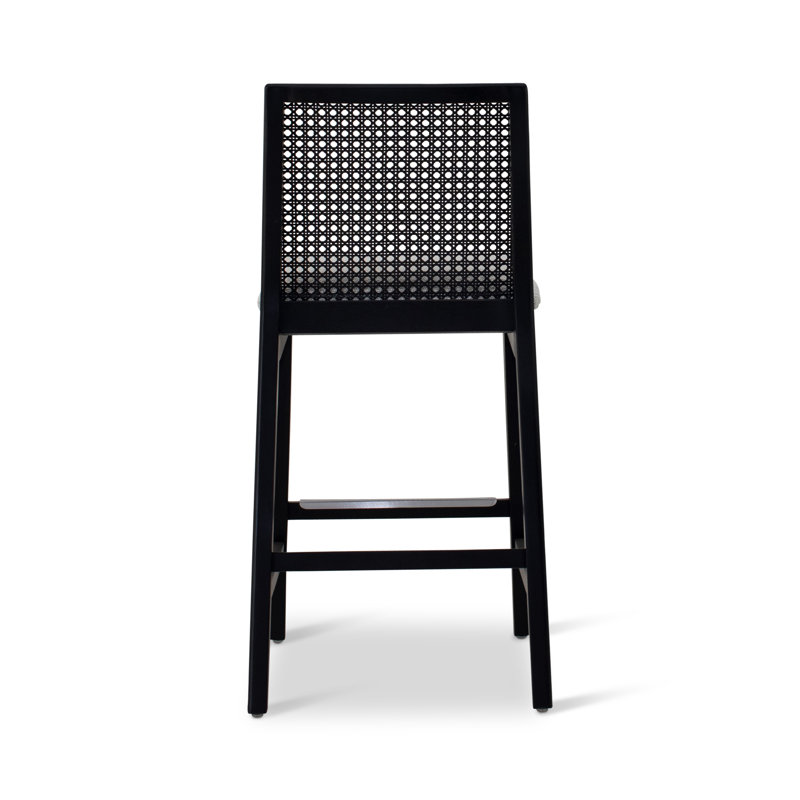 Modern Brazilian Nardia Cane Bar Stool, Counter Stool (25.5" Seat Height), Medley Ivory/Ebano/Natural