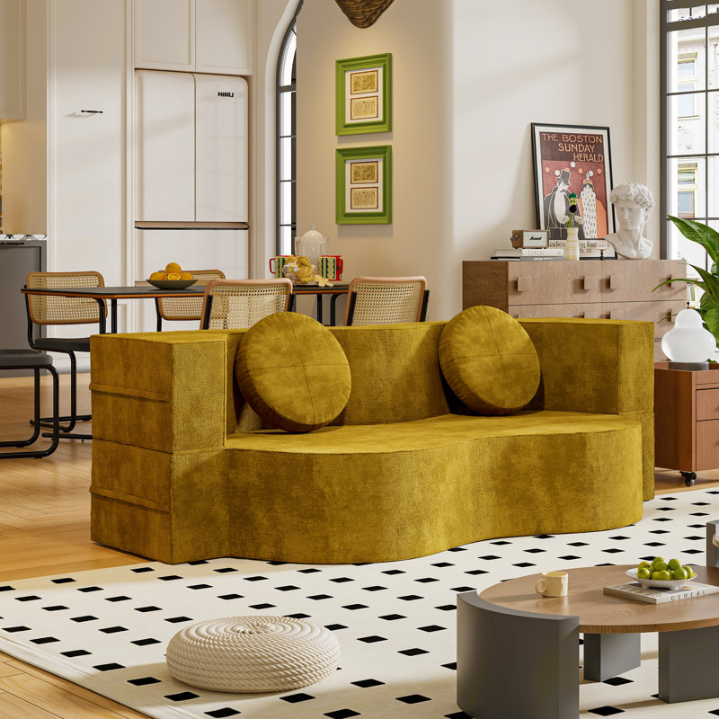Canapé-lit pliant convertible de 78 po, plancher en tissu de velours moderne et causeuse futon avec coussin, convient aux petits appartements et aux chambres d'amis, aucun assemblage requis