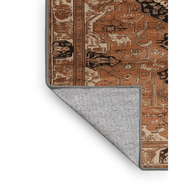 Tapis brun lavable à la machine, Rond 7 pi