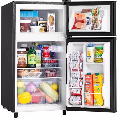 Manastin 3.5 Cu.Ft Mini Fridge With Freezer, Adjustable Thermostat, Low Noise, Removable Glass Shelves, 2 Door Small Refrigerator For Kitchen, Office, Bedroom