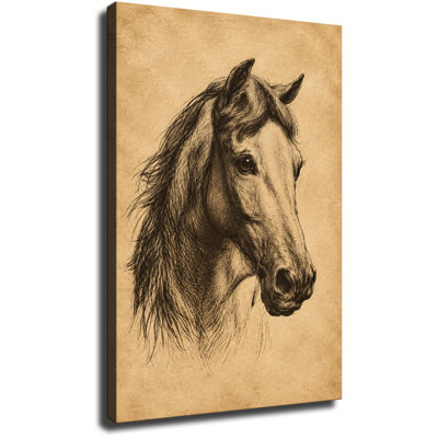 Horse Head Pencil Sketch Vintage Equine Drawing Canvas Wall Art