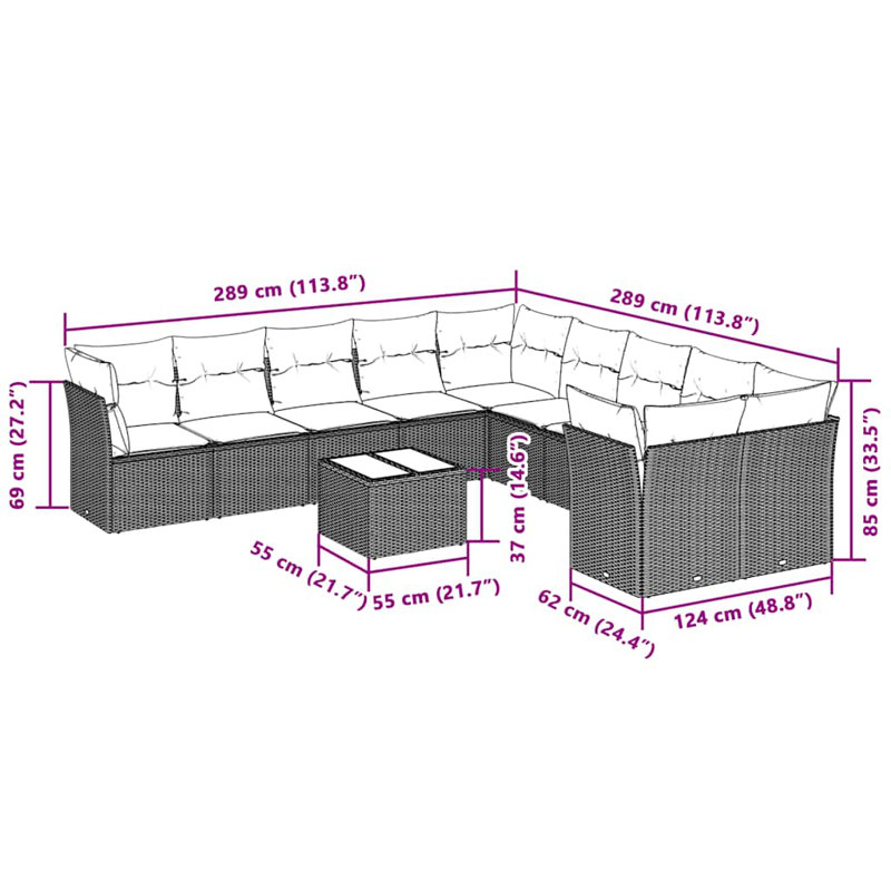  Garden Sofa Set Light Grey, Dark Grey