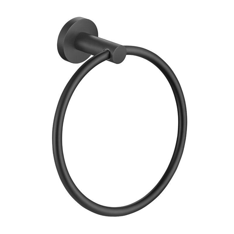 Wall Mounted Modern Towel Ring, Matte Black