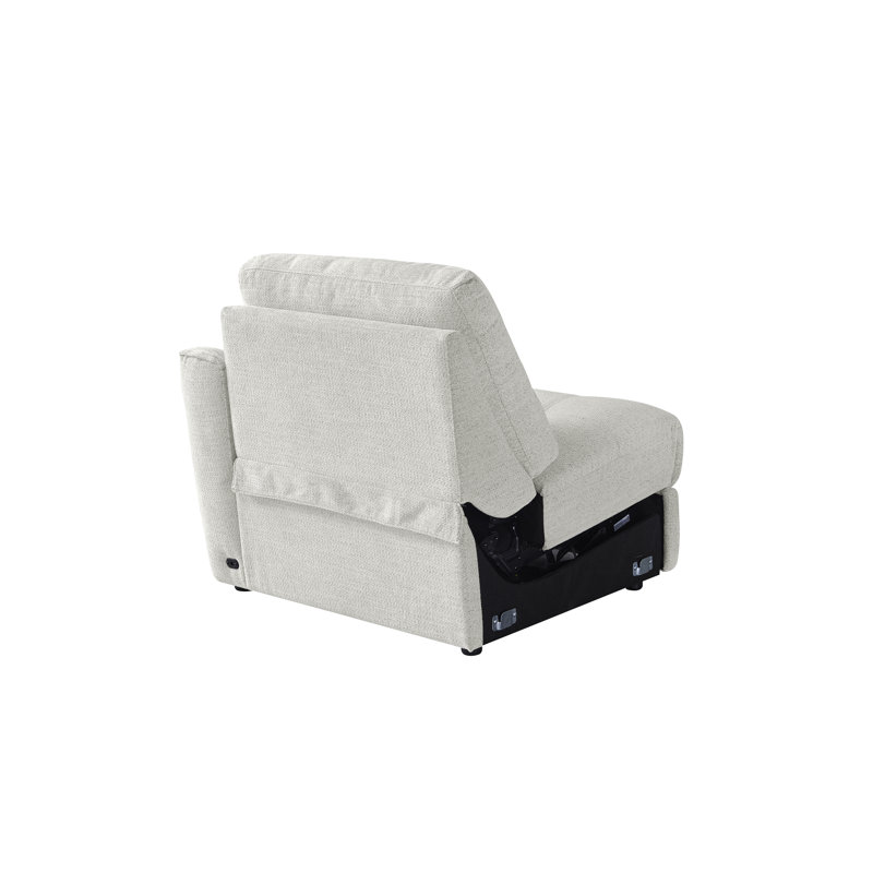 8- Piece Corner Upholstered Power Reclining Sectional With Wireless Charging Storage Console, Beige Polyester