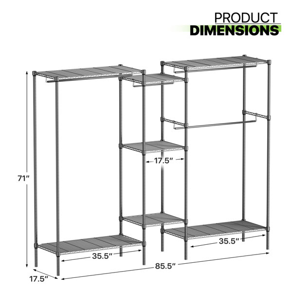 Rebrilliant Malakey Clothes Rack, Heavy Duty Clothing Rack for