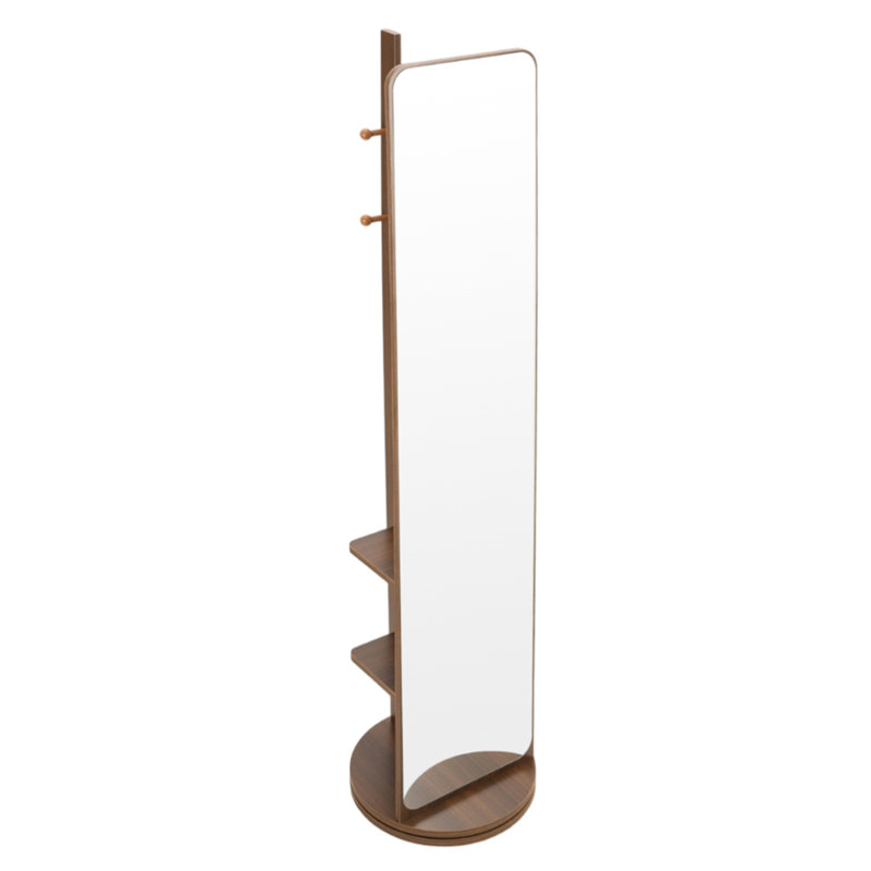 Square Floor Mirror, Walnut