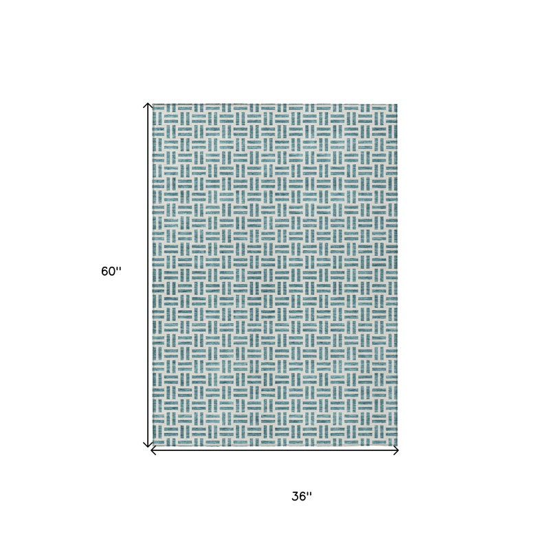 Tapis bleu sarcelle lavable à l'extérieur 3 pi x 5 pi bleu sarcelle