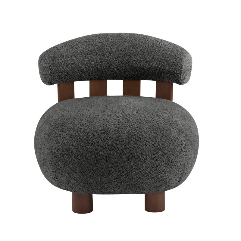 Chaise d'appoint rembourrée avec pieds en bois Zavier Boucle, Gris foncé
