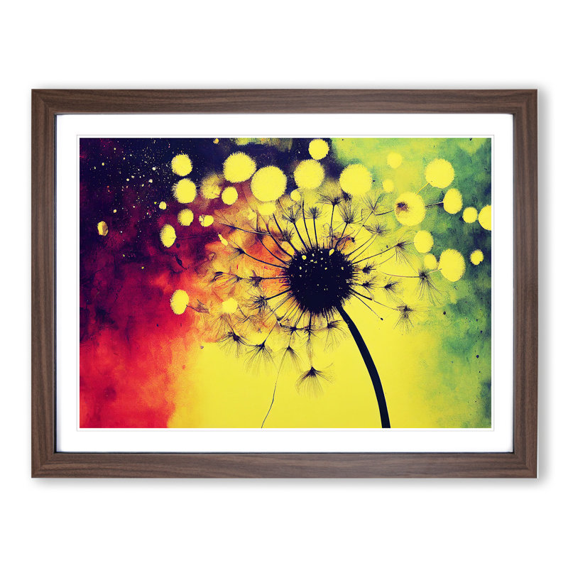Dandelion Splash - Framed Print, 46cm H x 64cm W x 2cm D, Walnut