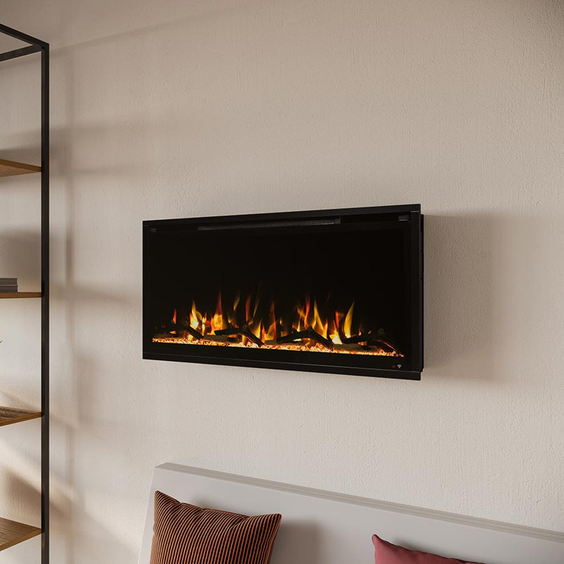 72 W Electric Smart Fireplace with Heat, 72" W