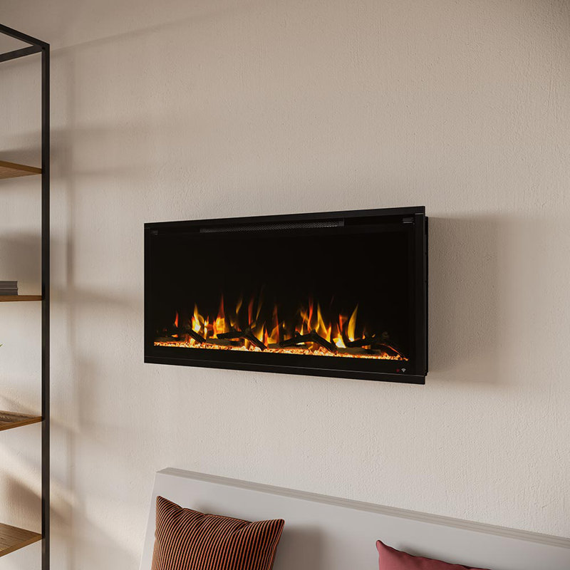 Ultra Thin Aerus Slim Recessed or Wall Mounted Electric Fireplace, Alexa/Wifi Enabled, 72" W