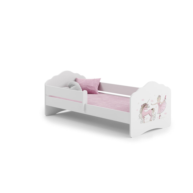 FALA children's bed with railing - Girl with unicorn, European Toddler (80 x 160cm)
