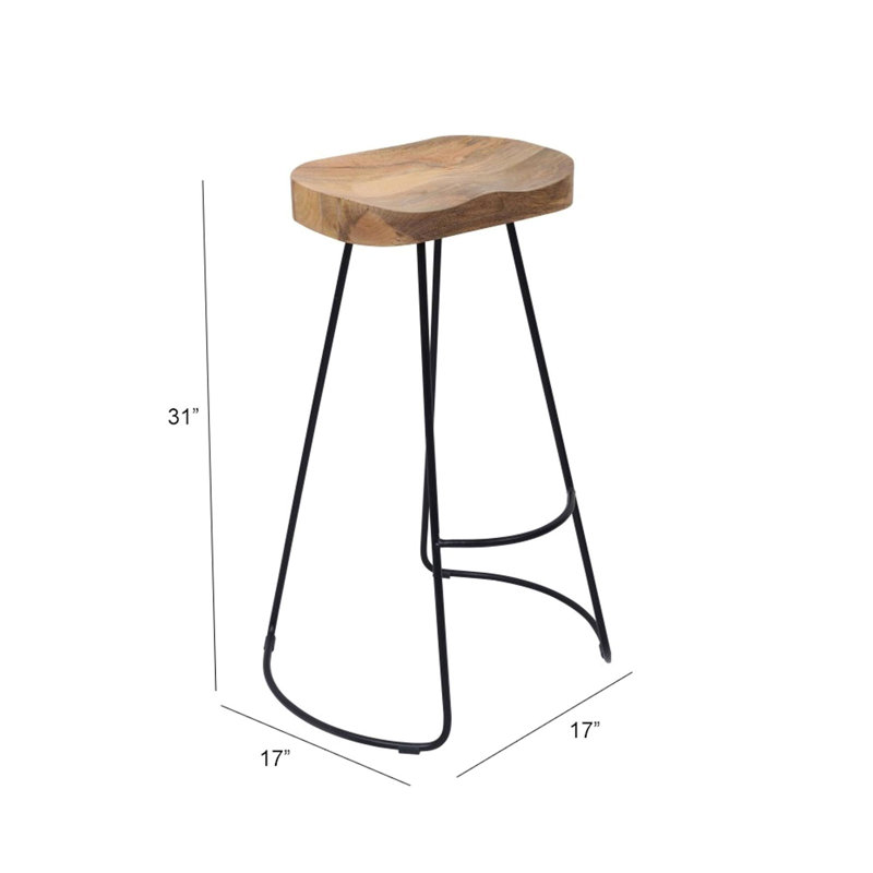 Tabouret de bar / comptoir brun avec cadre noir - hauteur 30 po