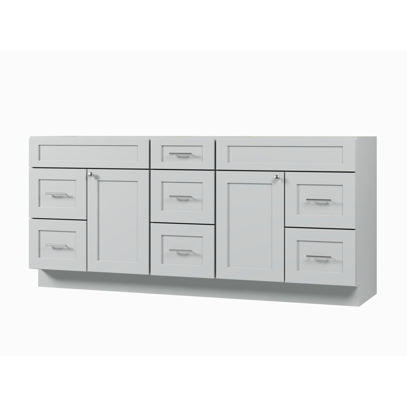 75" Double Bathroom Vanity Base only, Gray