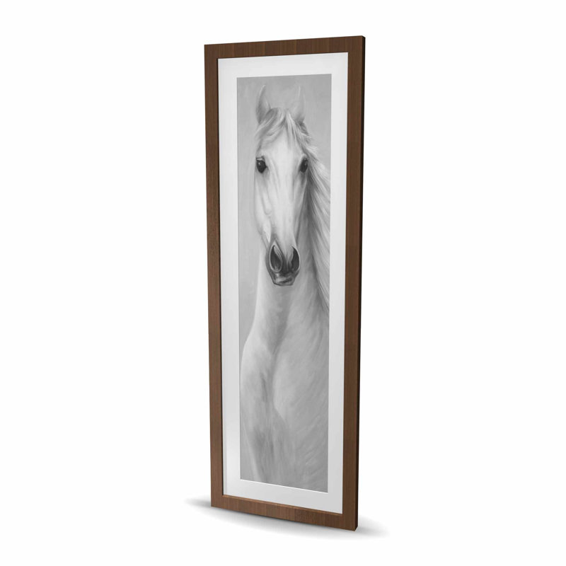 Imprimé monochromes de cheval blanc - impression de salon minimaliste, H 48 po x l 16 po, Brun