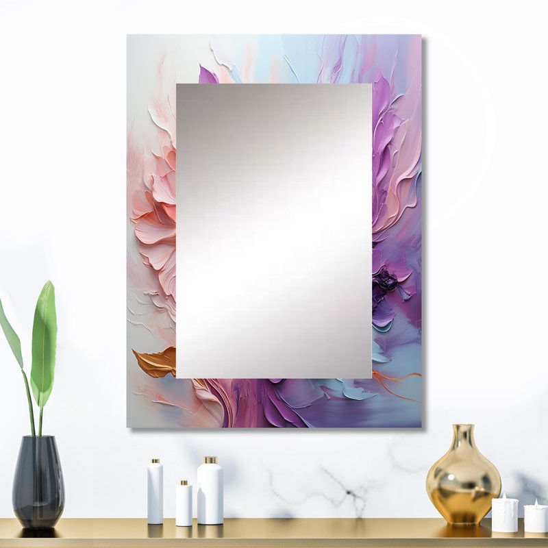 Whirling Dreamscape - miroir décoratif en spirale abstraite, miroir mural rose, impression d'art en métal, 32 po x 24 po