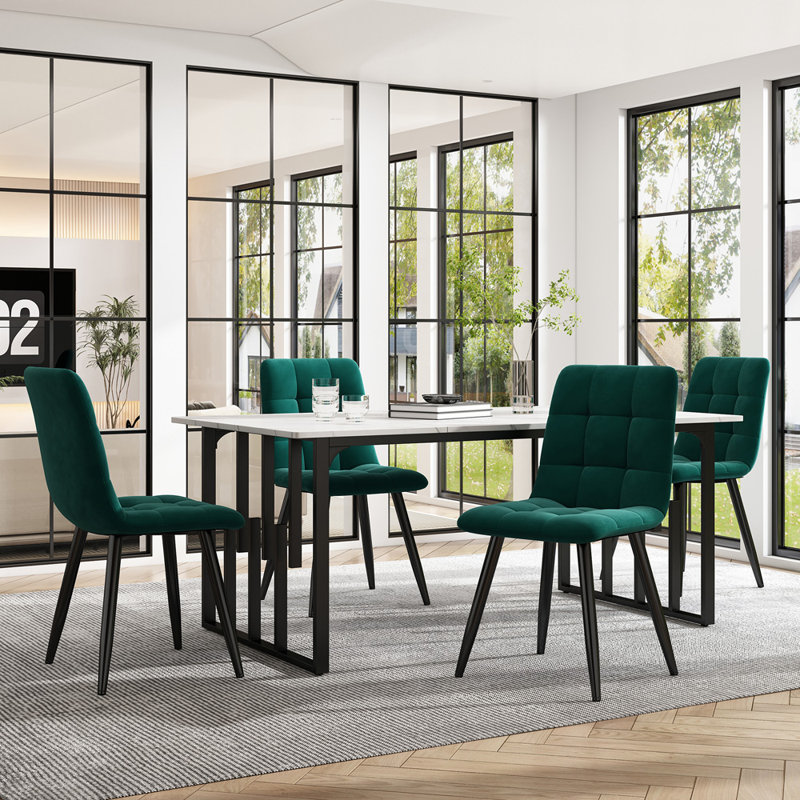 Melyna Metal Base Dining Table, Black
