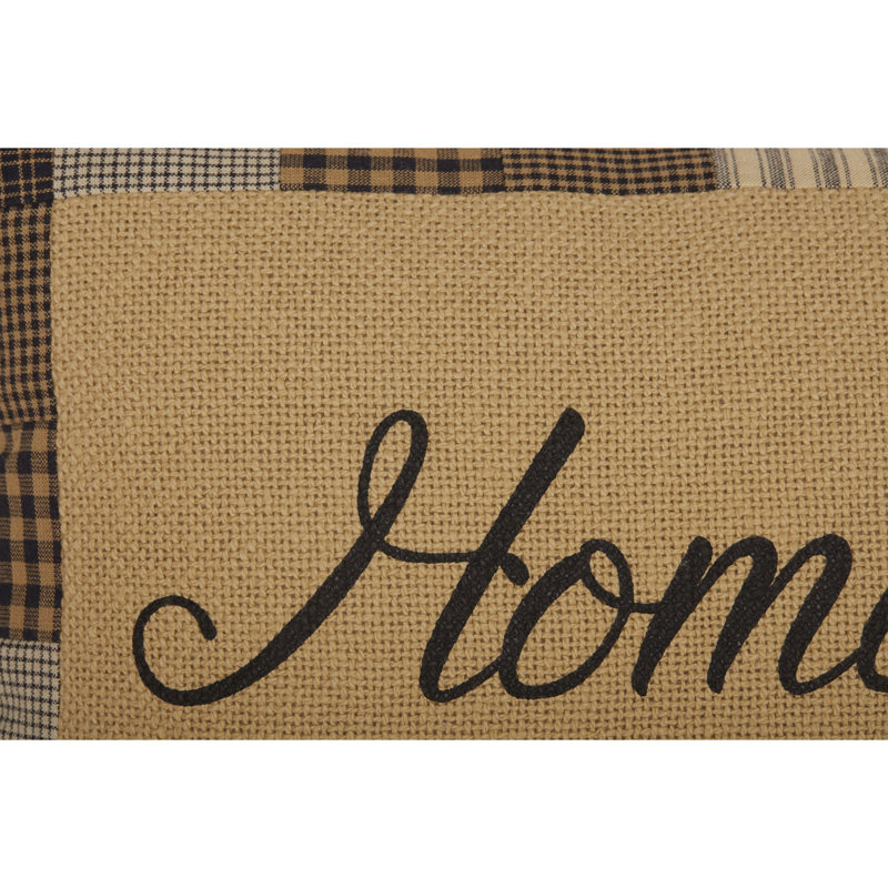 Natural Tan Burlap Embroidered Rectangular Pillow 14x22