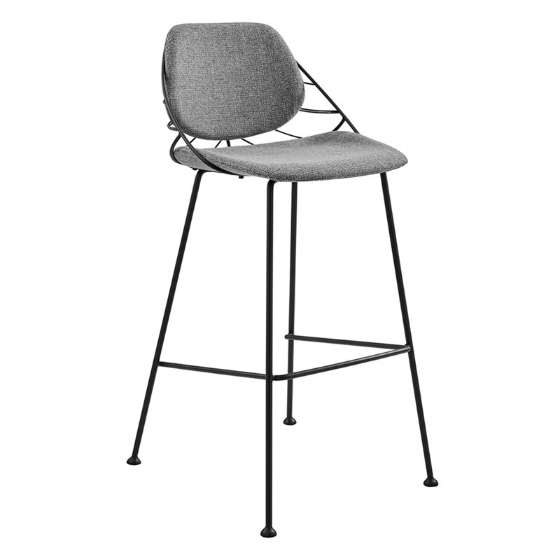 Bevers Upholstered Counter Stool with Metal Frame, Light Gray, Bar Stool (29.73" Seat Height)